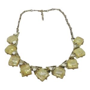 Coro Lucite Necklace Vintage Yellow Vintage Square Gold tone Link